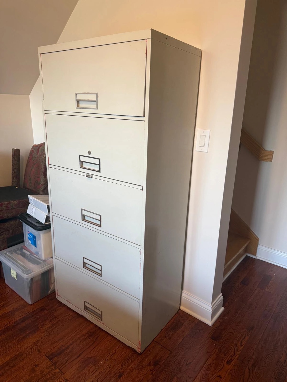 Old file cabinet removed from a home office
