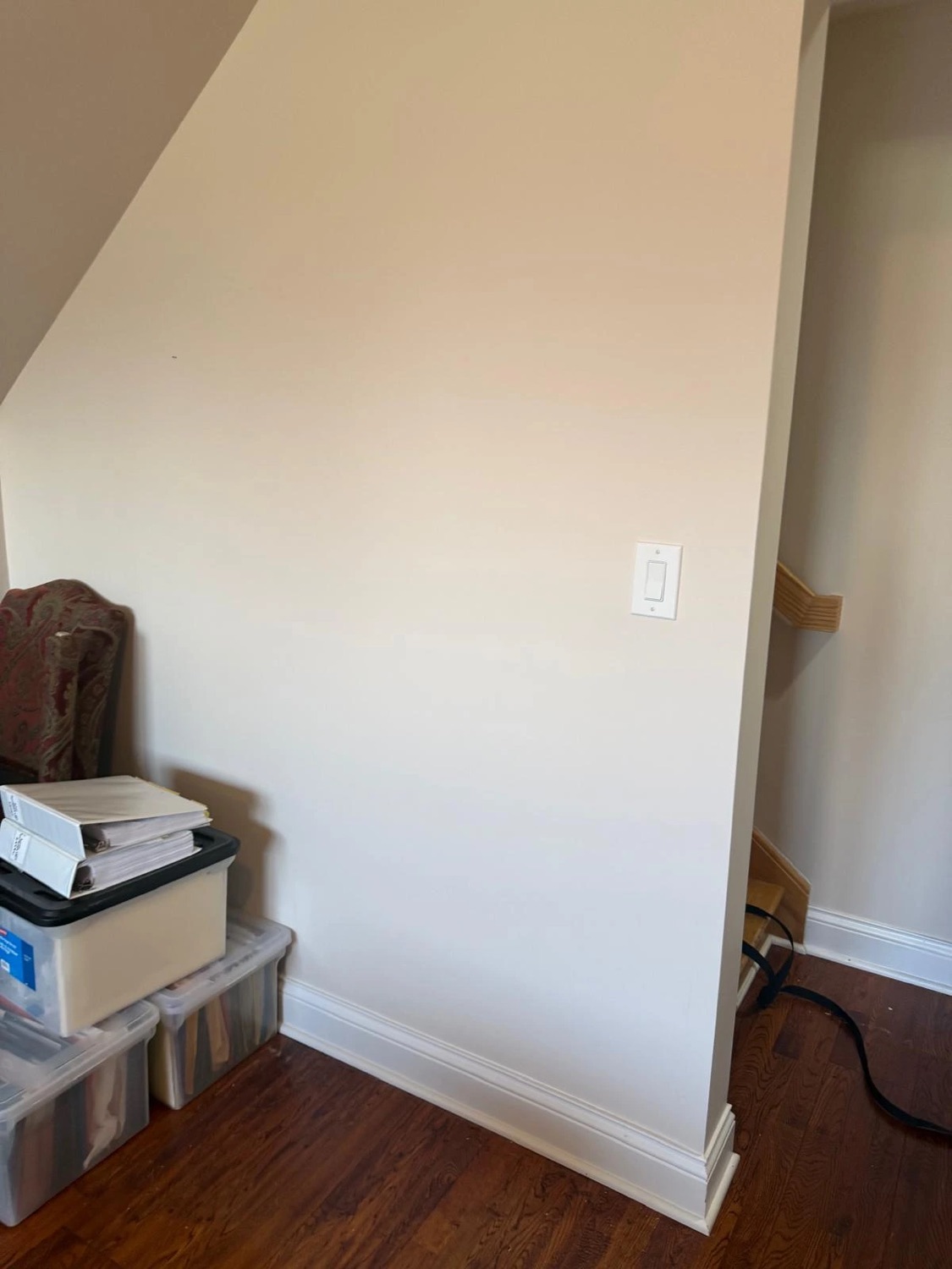 Home office corner left clean after furniture removal